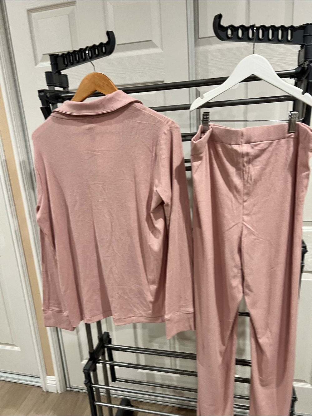 SKIMS Long-Sleeve Button Pajama Set — Dusty Rose - Picture 6 of 13